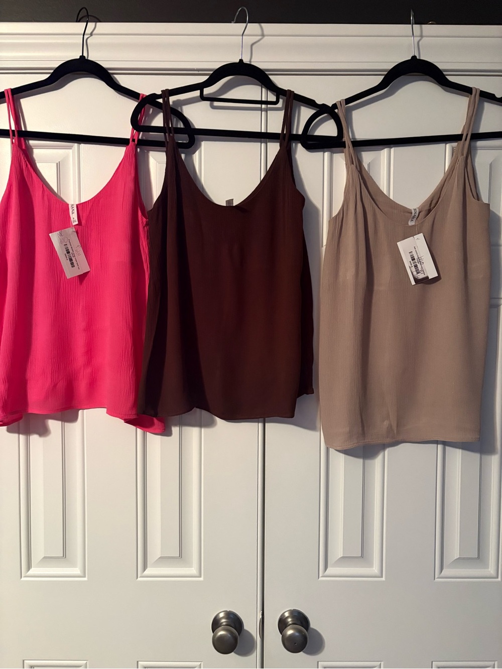 Zenana Outfitters 3 tanks- Hot Pink, Chocolate Brown & Taupe